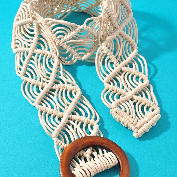 Urban Outfitters Woven Waxed Macrame Boho Bohemian Style Buckle Belt in 3 Colors - Picture 11 of 16